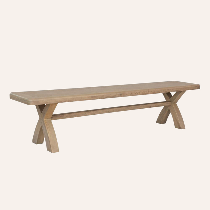 Weathered Oak 2m Cross Leg Dining Bench