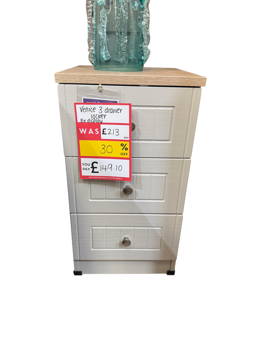Venice 3 Drawer Bedside Table