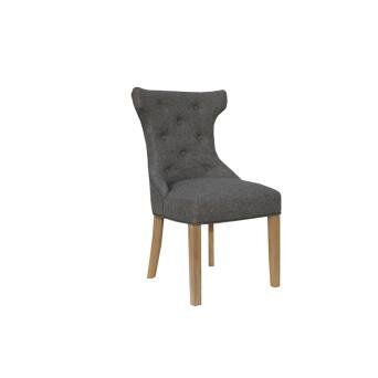 Winged Button Back Chair with Metal Ring - Dark Grey