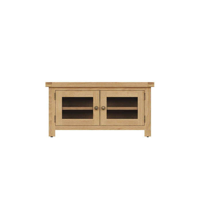 Country Oak TV Unit with Glass Doors