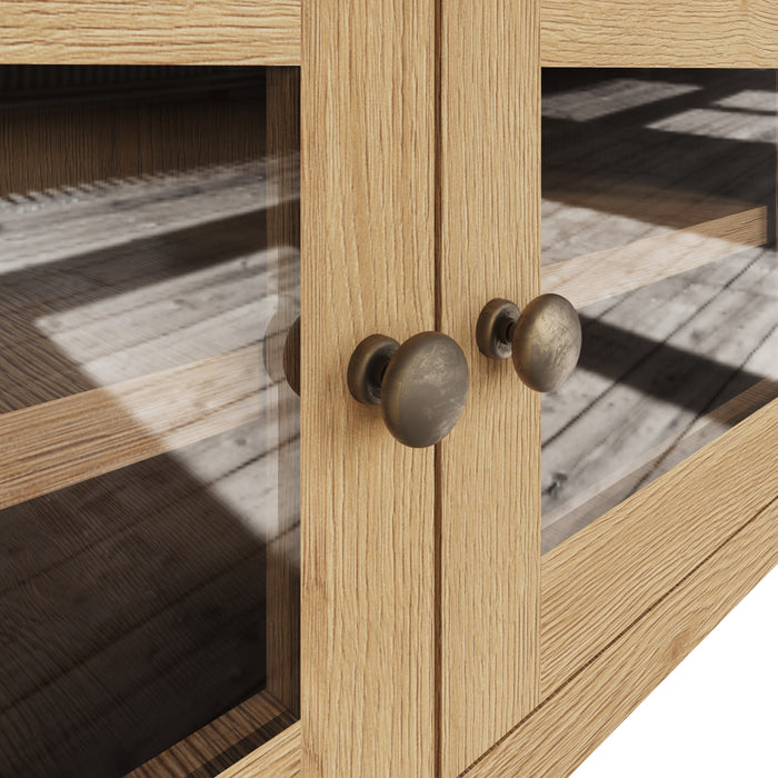 Country Oak TV Unit with Glass Doors