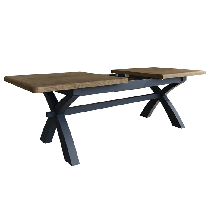Weathered Oak Painted 2m Cross Leg Dining Table