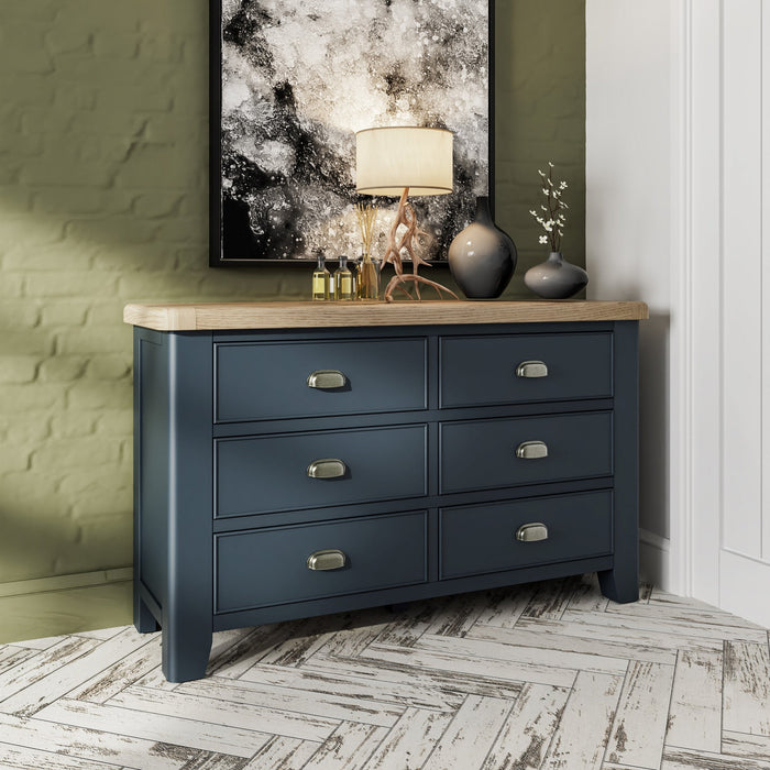 Weathered Oak Painted 6 Drawer Chest