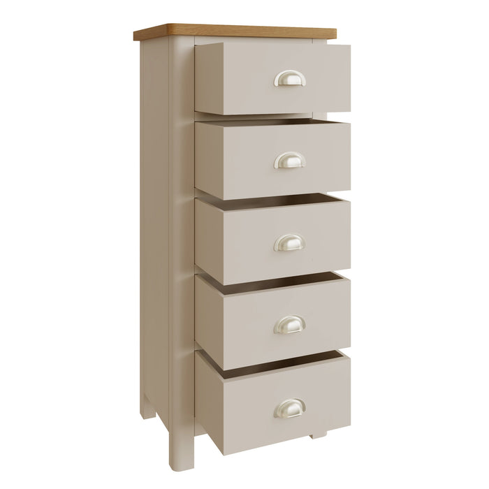 Truffle Painted 5 Drawer Narrow Chest