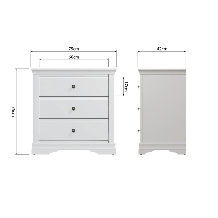 Wellington White Painted 3 Drawer Chest
