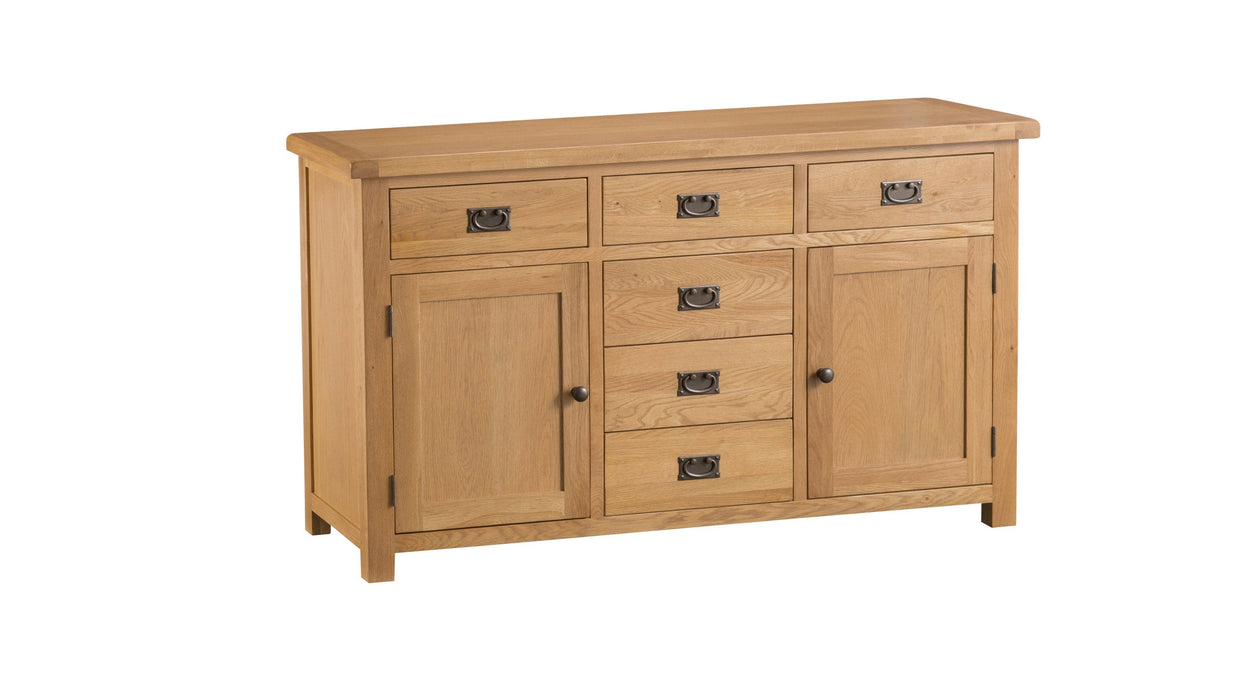 Country Oak Sideboard 2 Door, 6 Drawer