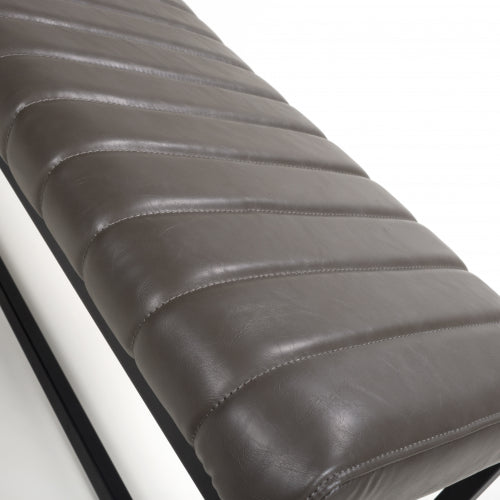 Arrow Leather Effect Grey Bench
