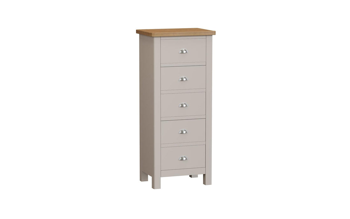Truffle Painted 5 Drawer Narrow Chest