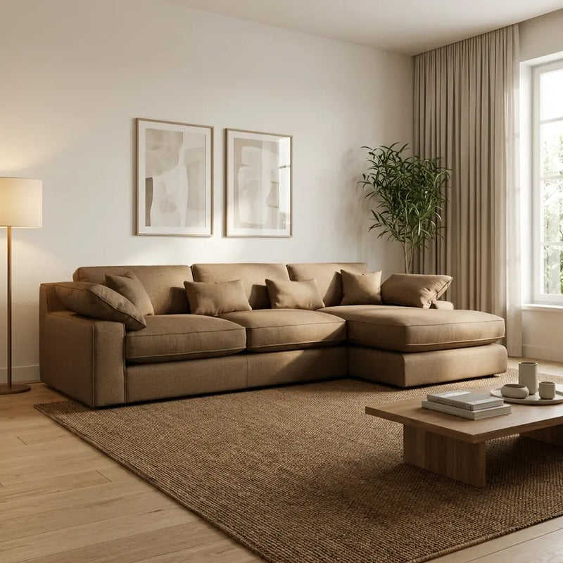 New York Large Chaise Sofa - Earth Cinnamon