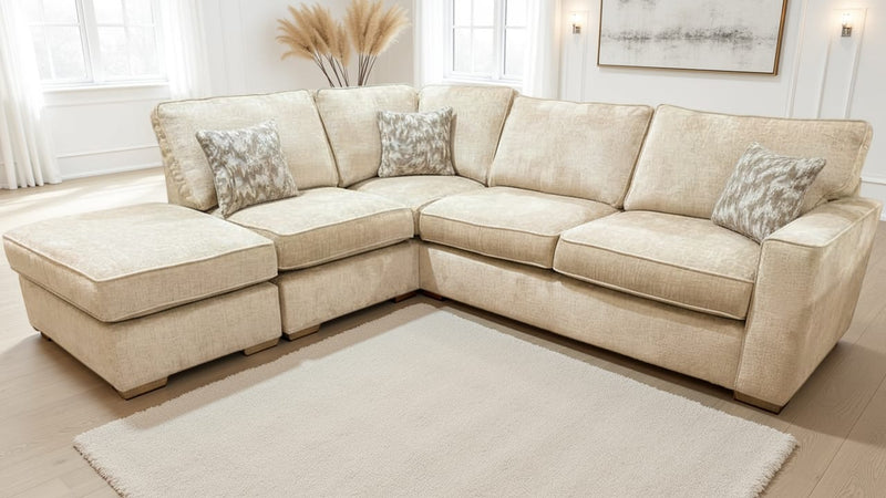 Felicity - Cream Velvet Large Chaise End Corner Sofa