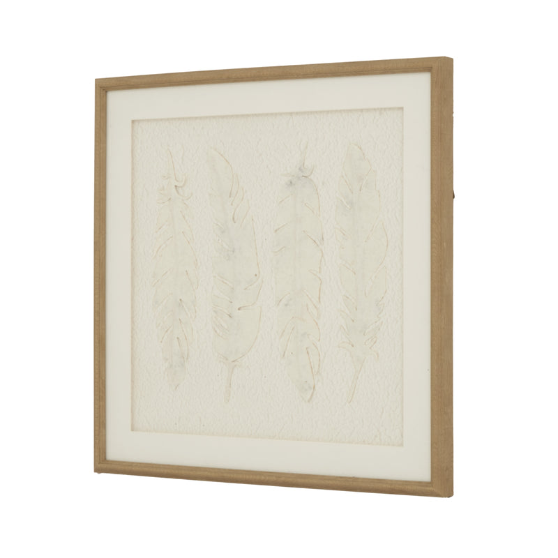 Alta White Feathers Art Mounted In Beaded Frame