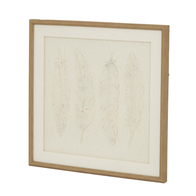 Alta White Feathers Art Mounted In Beaded Frame