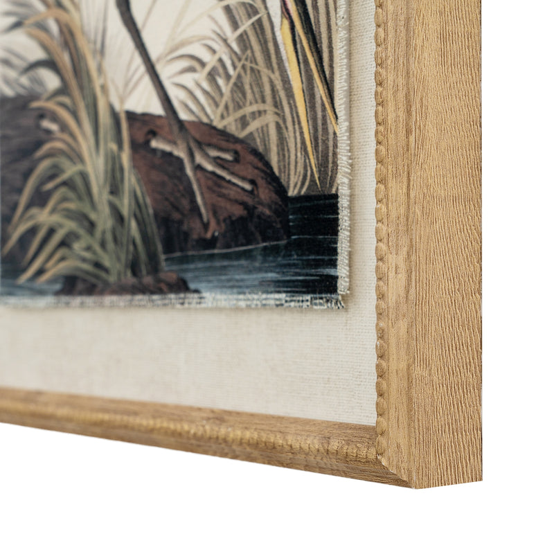 Flora & Fauna Collection Heron On Linen In Beaded Frame