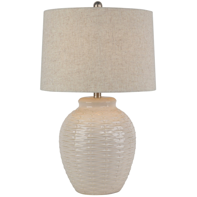 Basketweave Ceramic Table Lamp With Linen Shade