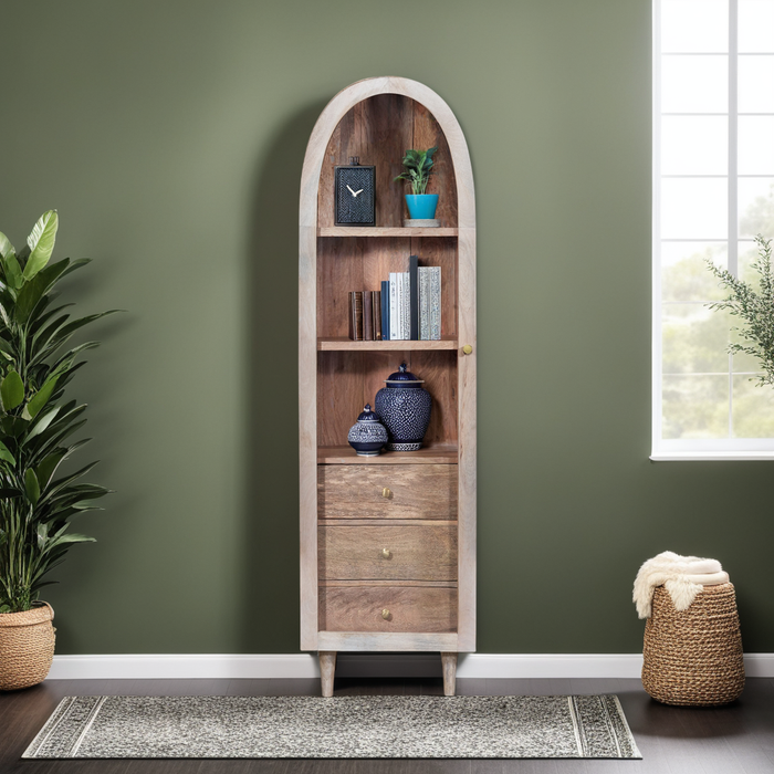 Icon Single Door Glass Cabinet Whitewash