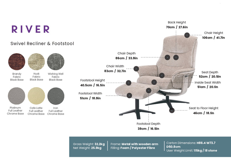 River Reclining Swivel Chair