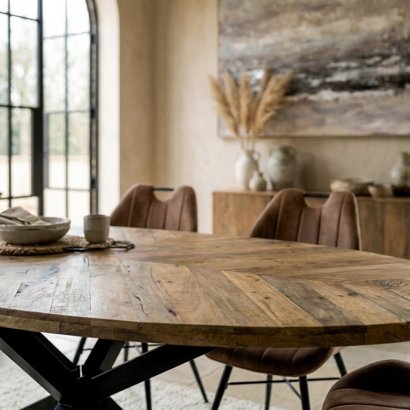 Sunburst 2.4m Oval Dining Table