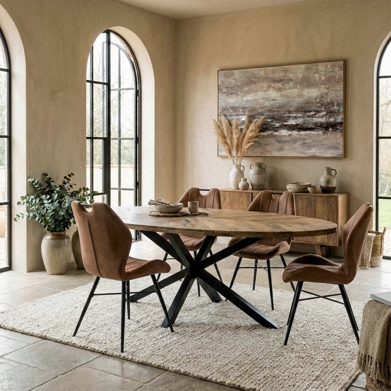 Sunburst 2.4m Oval Dining Table