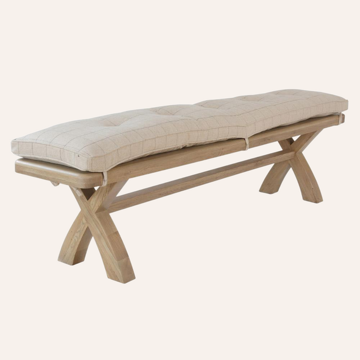 Weathered Oak 2m Cross Leg Dining Bench (CUSHION ONLY)