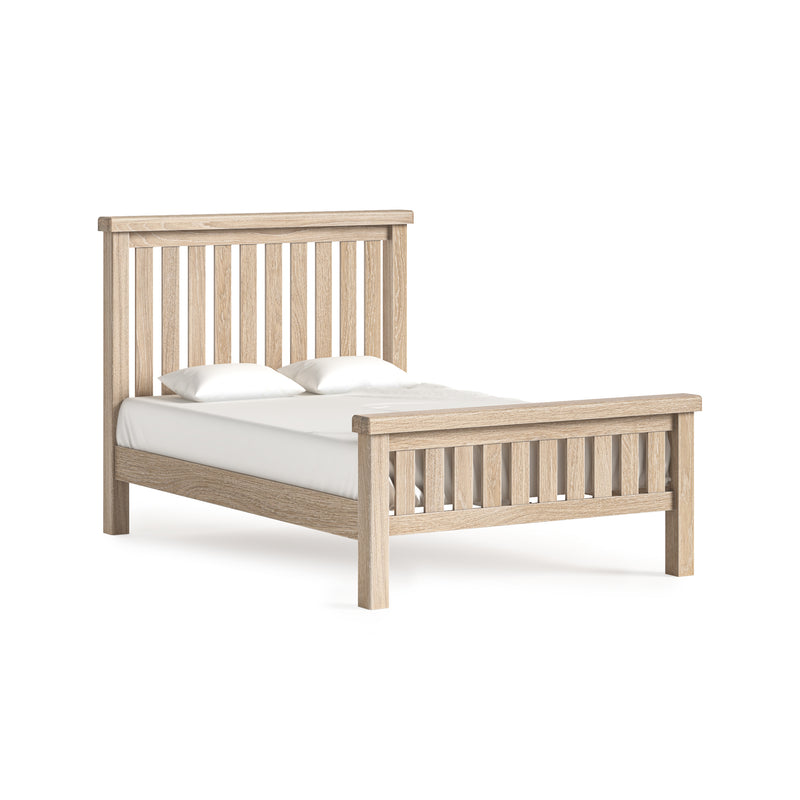 Dunkirk White Wash 4'6 Bed Slatted