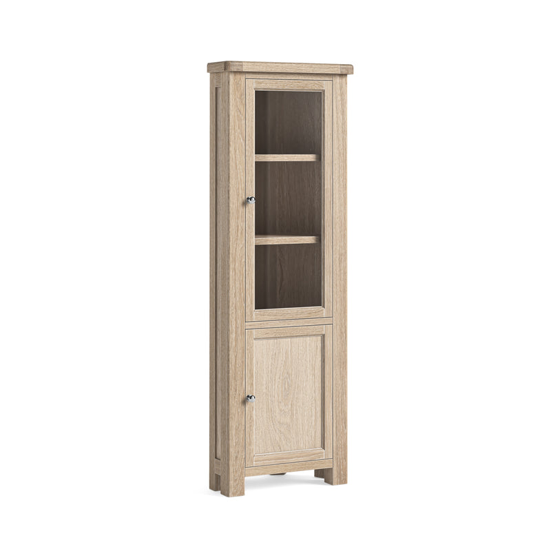 Dunkirk White Wash Corner Display Cabinet