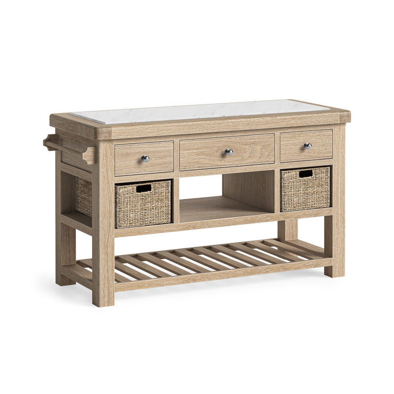 Dunkirk White Wash Large Kitchen Island