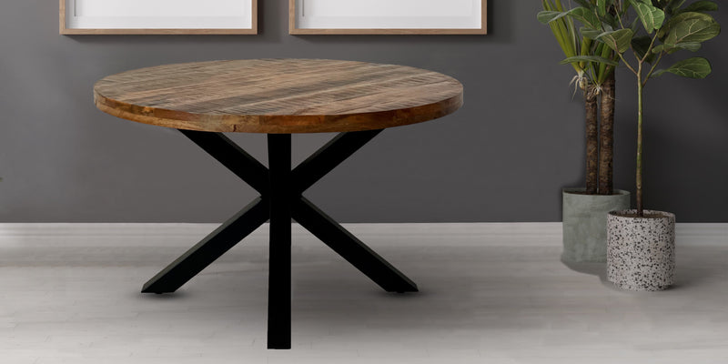 Industrial Fixed Top Round Dining Table 1.5m