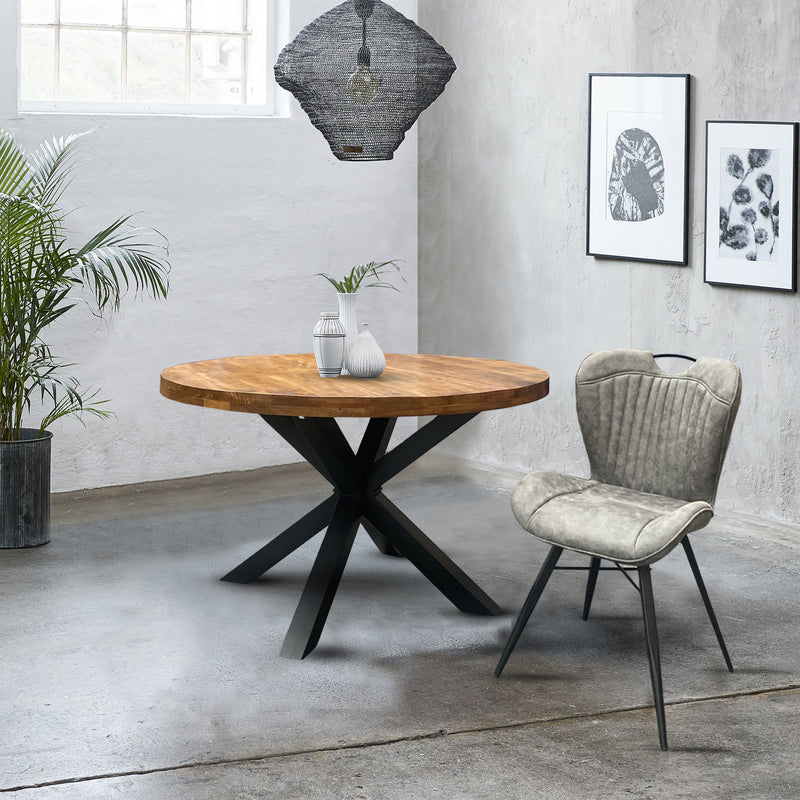 Industrial Fixed Top Round Dining Table 1.5m