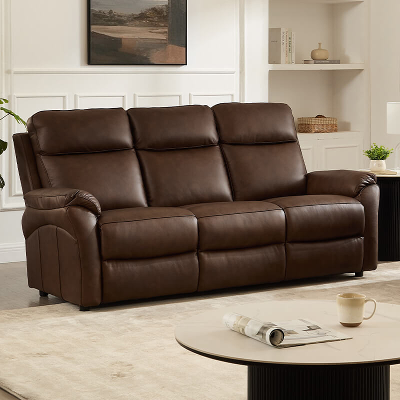 Leo 3 Seater - Brown - Fixed