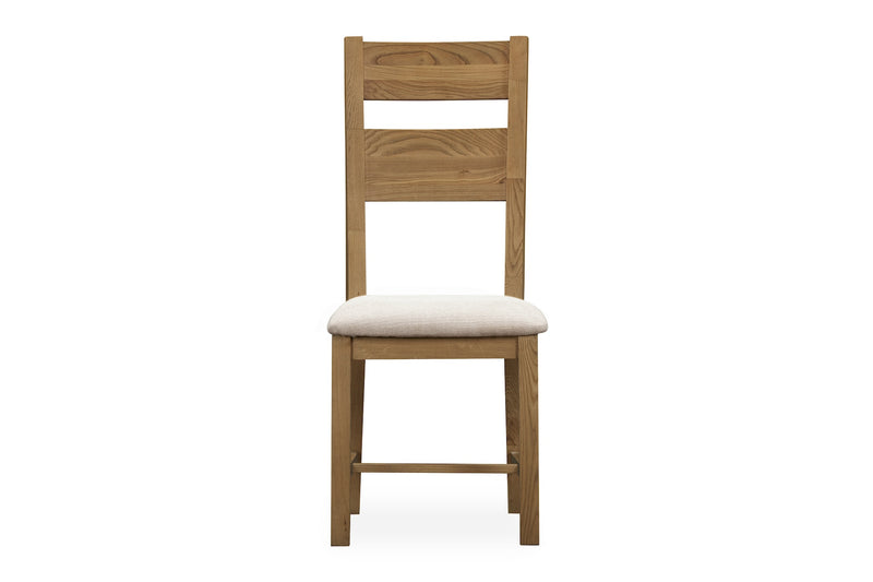 Weathered Oak Upholstered Slat Back Dining Chair