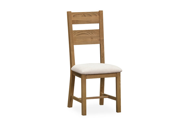 Weathered Oak Upholstered Slat Back Dining Chair