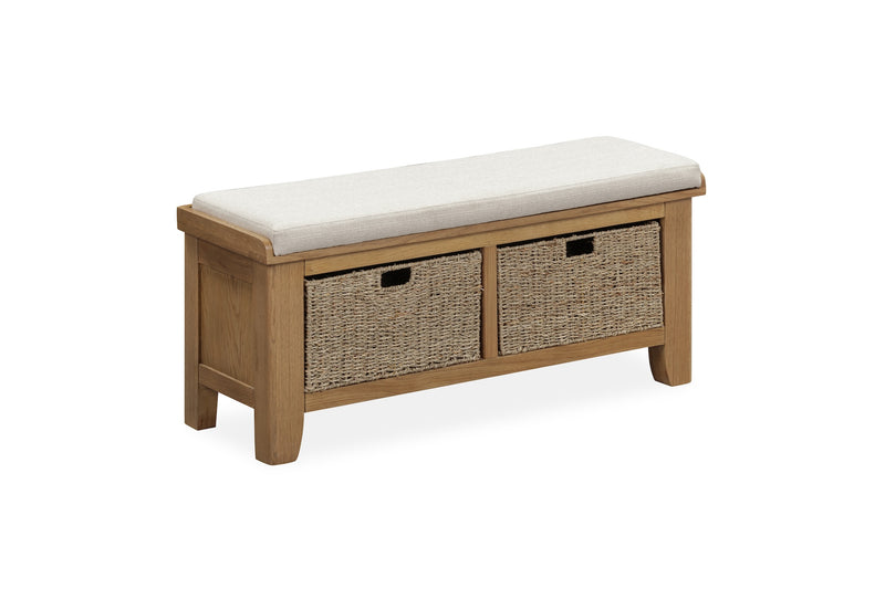 Weathered Oak 110cm Upholstered Hall Bench