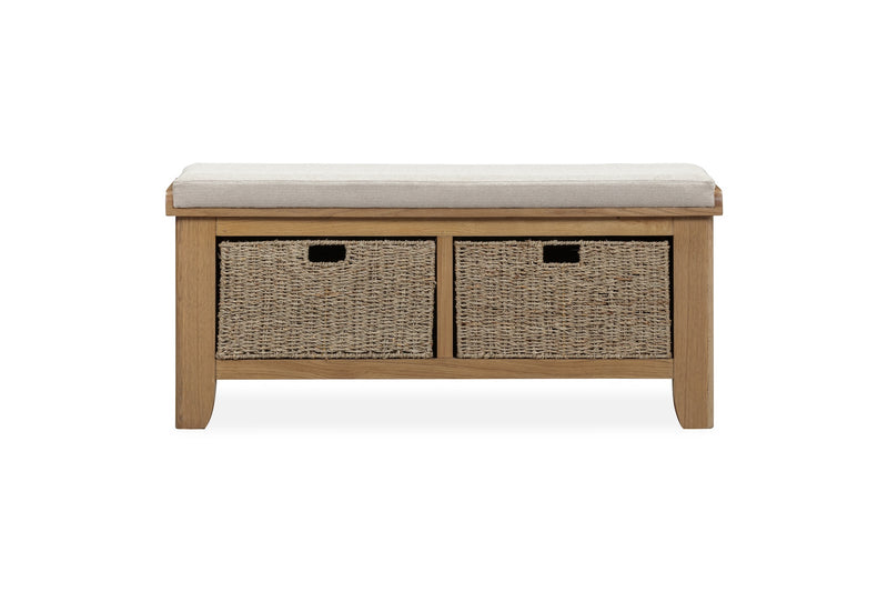 Weathered Oak 110cm Upholstered Hall Bench