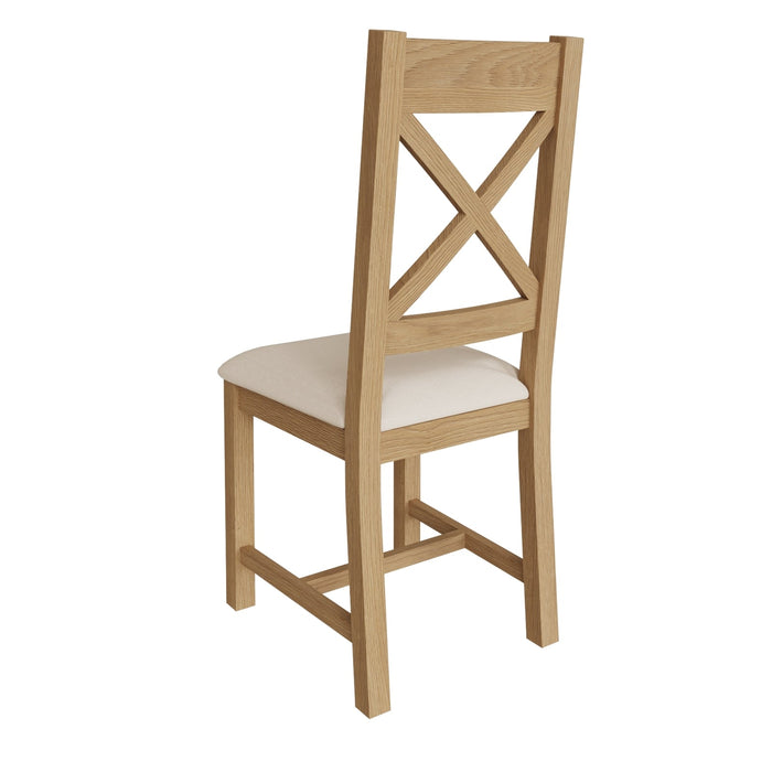 Country Oak Chair Cross Back with Fabric Seat