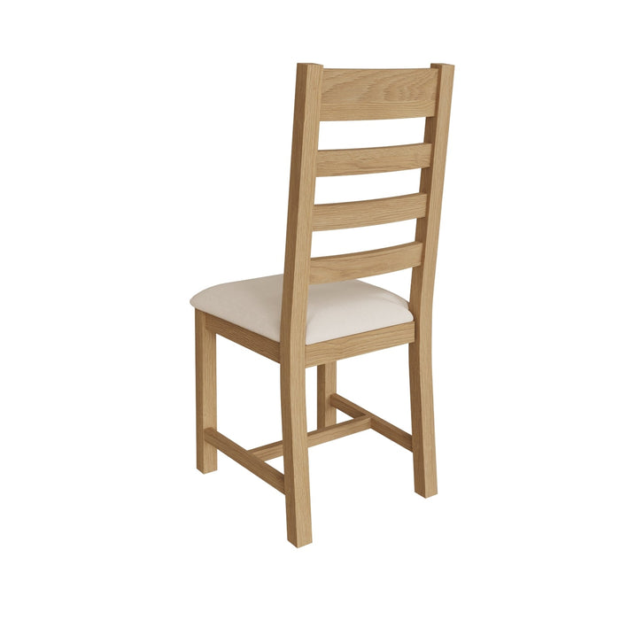 Country Oak Chair Ladder Back with Fabric Seat