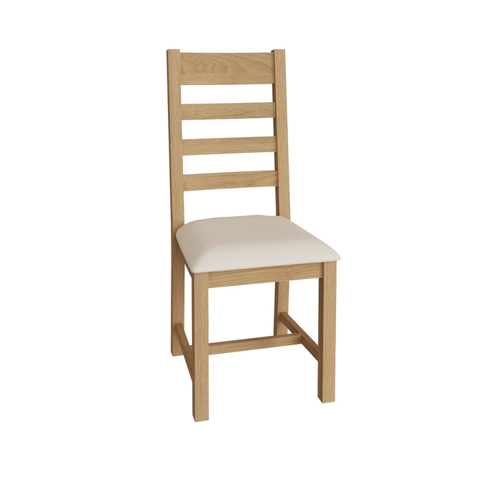 Country Oak Chair Ladder Back with Fabric Seat