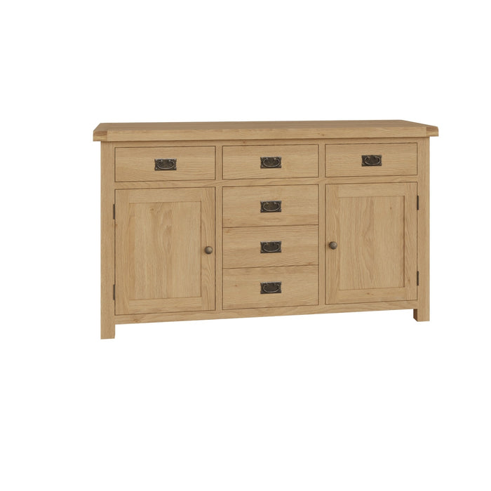 Country Oak Sideboard 2 Door, 6 Drawer