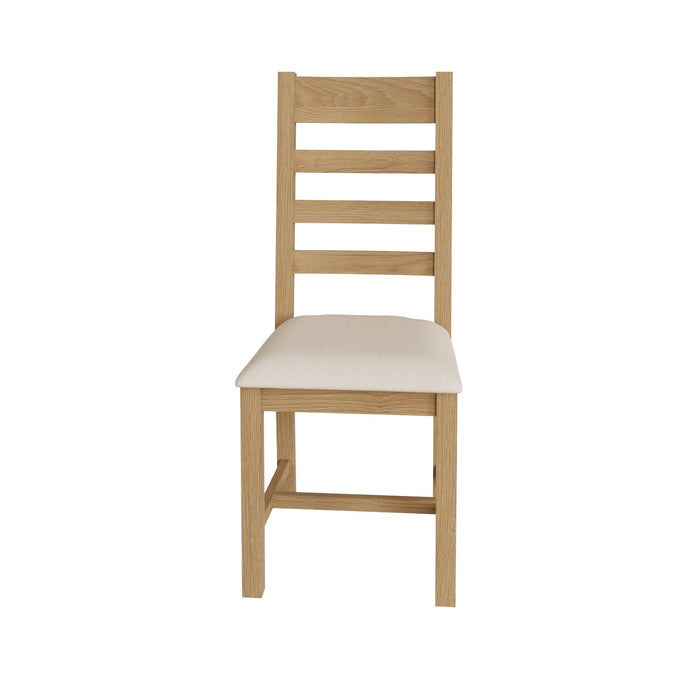 Country Oak Chair Ladder Back with Fabric Seat