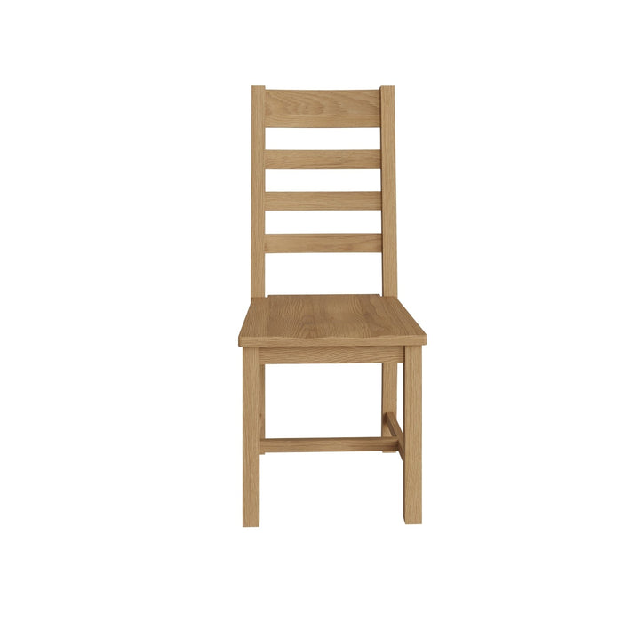 Country Oak Chair Ladder Back with Wooden Seat