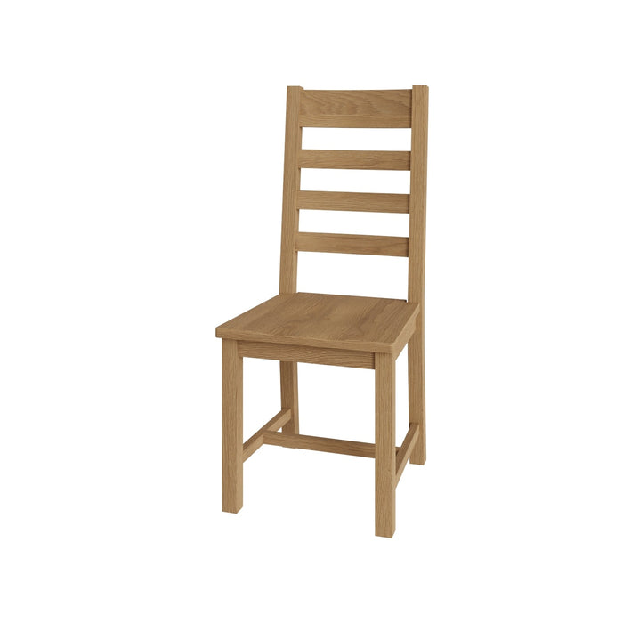 Country Oak Chair Ladder Back with Wooden Seat