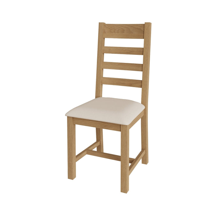 Country Oak Chair Ladder Back with Fabric Seat