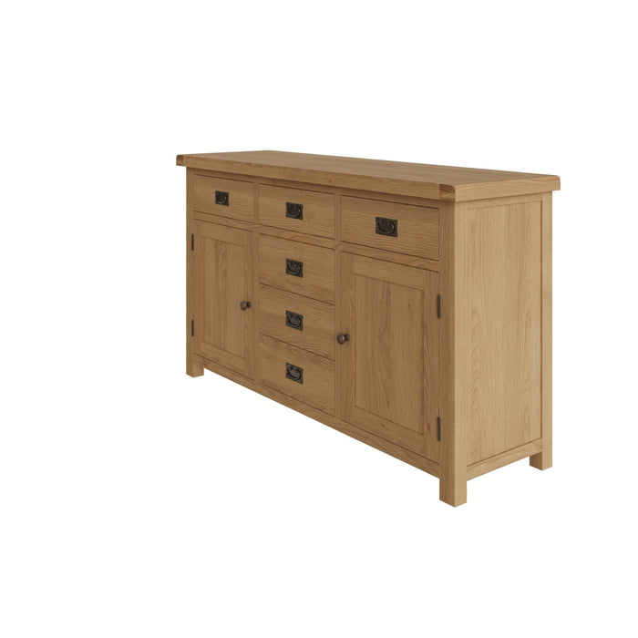 Country Oak Sideboard 2 Door, 6 Drawer