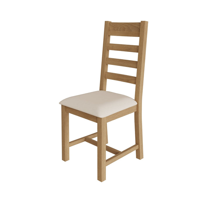 Country Oak Chair Ladder Back with Fabric Seat