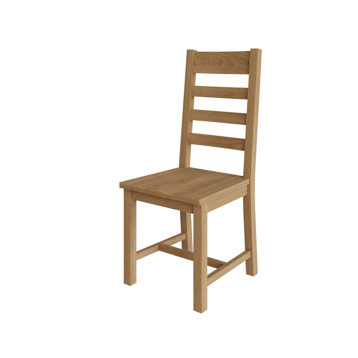 Country Oak Chair Ladder Back with Wooden Seat