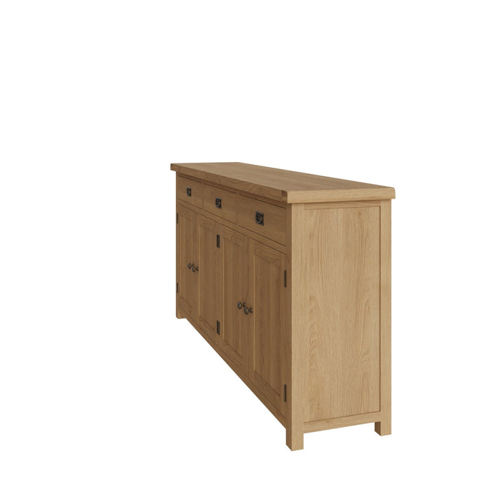 Country Oak Sideboard 4 Door, 3 Drawer