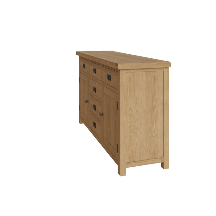 Country Oak Sideboard 2 Door, 6 Drawer