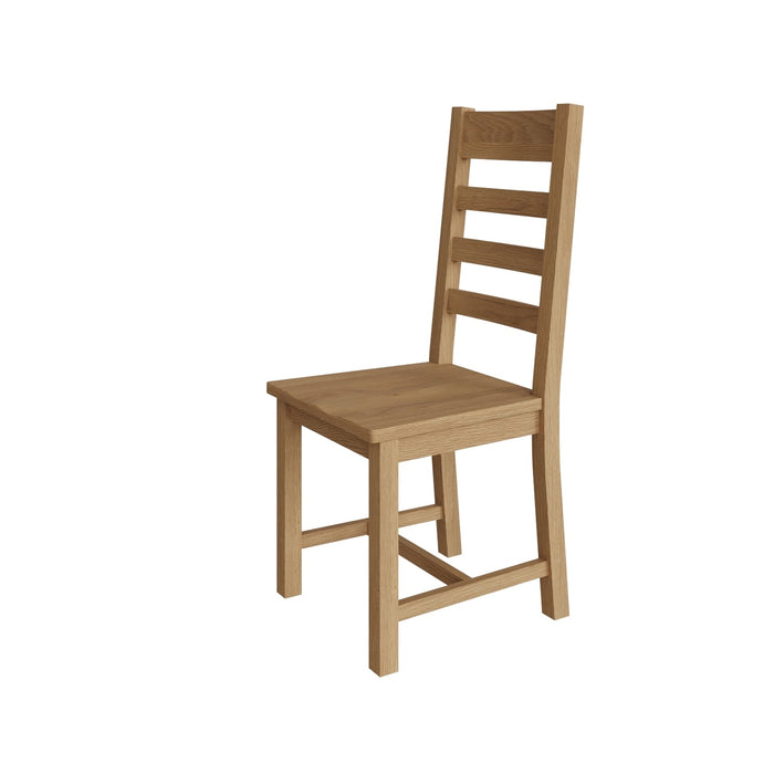 Country Oak Chair Ladder Back with Wooden Seat