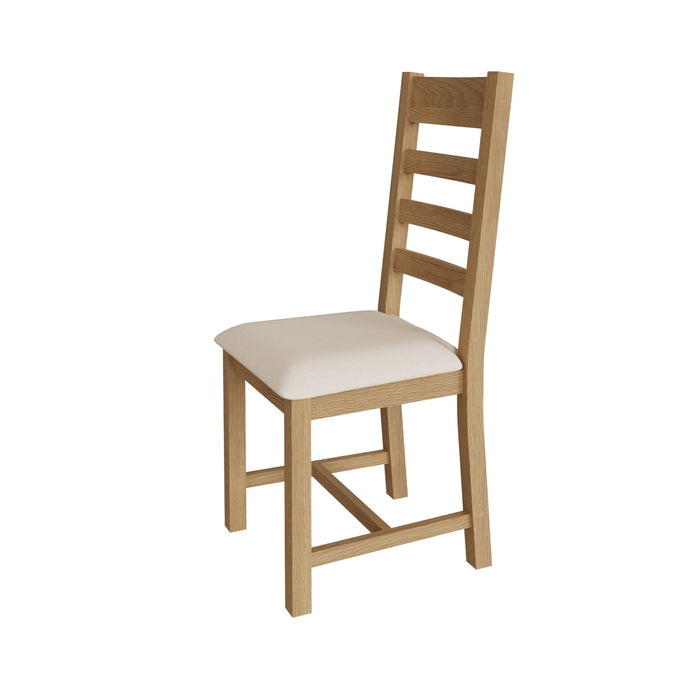 Country Oak Chair Ladder Back with Fabric Seat