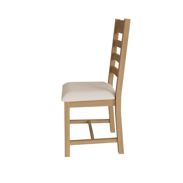 Country Oak Chair Ladder Back with Fabric Seat