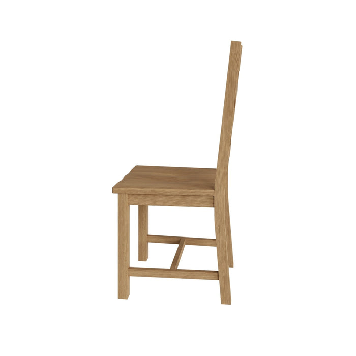 Country Oak Chair Cross Back With Wooden Seat